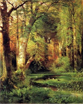 Moran Pintura - Paisaje de la escena del bosque Thomas Moran